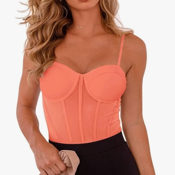 ReoRia Tops - ReoRia Neon Orange Bustier Bodysuit.NWT!
